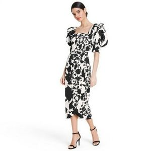 Christopher John Rogers Black White Floral Dress